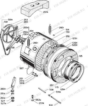 Взрыв-схема стиральной машины Rex RB42X - Схема узла Functional parts 267